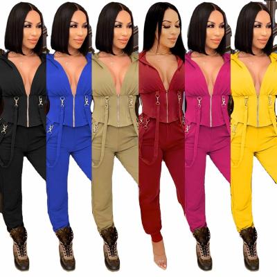 China QUICK DRY New Arrivals 2021V-Neck Two Piece Pants Set Skinny Bandage Corset Hoodie Womens 2 Outfit Women Winter Clothes for sale