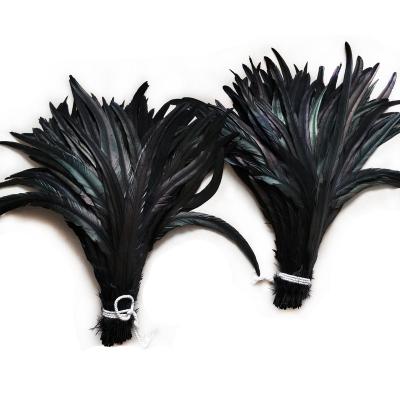 China Cheap and high quality tail hull decorations 40-45cm rooster black color loose feathers for decoration for sale