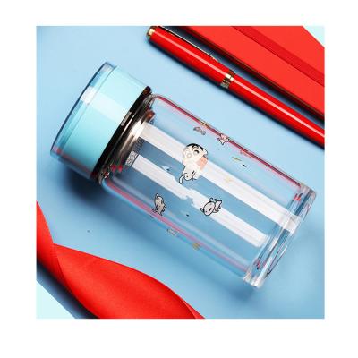 China Sustainable Portable Decompression Cup Customized Clear Glass Water Bottle With Lid for sale