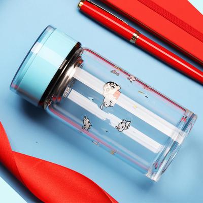 China Small new viable pencil animation men and women shape decompression transparent single glass portable cup of tea water cup for sale