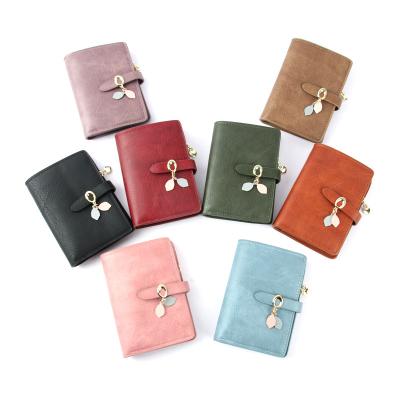 China Customized high quality anti-theft fashion PU card holder wallet small short ladies coin purse for sale