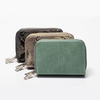 China Fashion Double Zipper Wallet Anti-theft Large Capacity Double Wallet Snake Print Short Wallets for sale