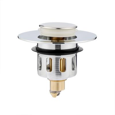 China Modern Bathroom Sink Plug Stainless Steel Bounce Core Noise Drain Stopper for sale