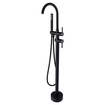 China Without Slide Bar Floor Bathtub Mixer Tap Modern Black Bathroom Shower Faucet Set for sale