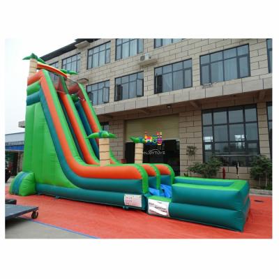 China Party Rental Green Inflatable Waterslide With Detachable Pool Inflatable Aqua Slide for sale