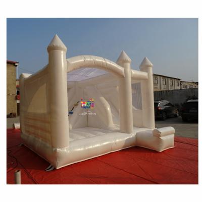 China Kids White Commercial Cheap Pastel Wedding Party PVC Slide House Jumping Castle Combo All White Bounce House Slide For Sale for sale