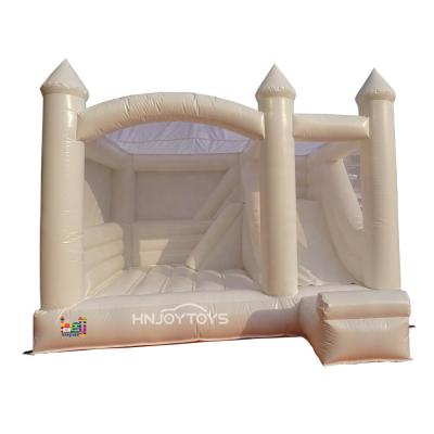 China Modern Commercial Cheap Custom Adult Pastel PVC White Inflatable Bouncer Slide Combo All White Inflatable Bouncer Slide For Party for sale