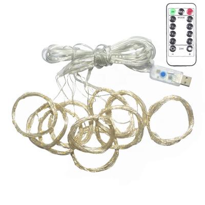 China Silver USB LED String Lights USB Copper Wire Curtain Light String 8Mode 3X3M Christmas Wedding Home Decor Fairy Lights Garland Lamp For New Year for sale