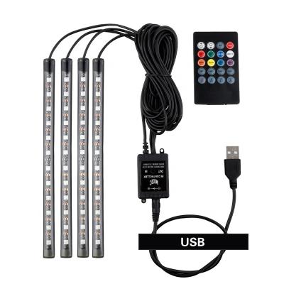 China SMD5050 Car Atmosphere Lamp 48 LED USB Light Automobile LED Belt Light Music Control Neon Color Automobile/Home Interior Decor for sale