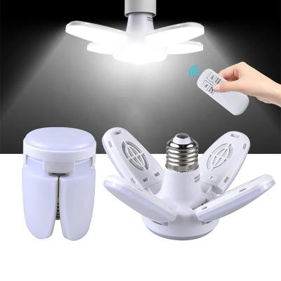 China Foldable Led Mini Room Fan Blade AC85-265V 28W Bulb Home Ceiling Light E27 LED 4+1 with Remote Controller Timing Lamp for sale