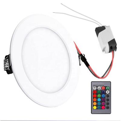 China Concise Style 5W 10W RGB LED Downlight RGBW Colorful Remote Control Ceiling Lamp Around Dimming Panel Light Bedroom Kitchen Indoor Spot Light for sale