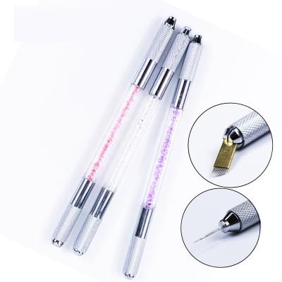 China Microblading handles tebori flat and round pen blade needle holder double head eyebrow embroidery microblading P5 diy tool for sale