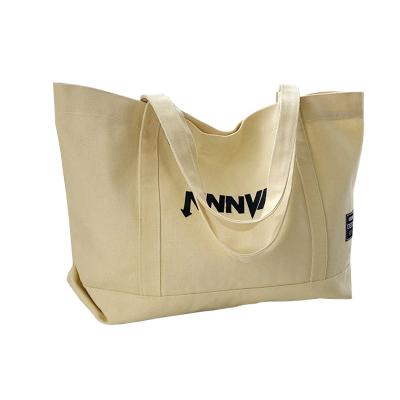 China Custom Made Black Ivory Handled Canvas Large Capacity Shopping Bag Fashion Women's High Quality Cotton Tote Bags for sale