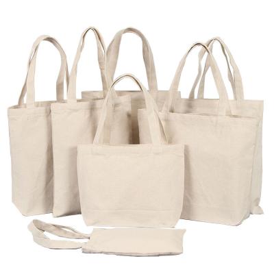 China Wholesale Empty Shopping Recyclable Tote Bag Organic Cotton Canvas Tote Bags Custom for sale