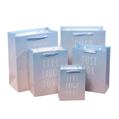 China ISO Handmade Factory Custom Logo Printing Cheap Small Medium Large Gift Paper Bag With Ribbon Handle for sale