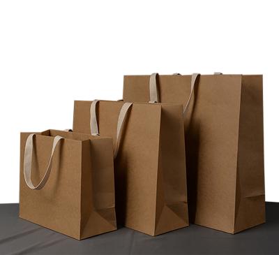 China Wholesale Recyclable Custom Printing Heavy Brown Paper Tote Bag High Quality Goods Packaging For Shopping for sale