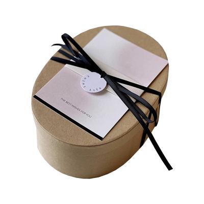 China ISO Factory Manufacturer Custom Logo Printing Round Oval Kraft Recyclable Paper Box Packaging For Gifts for sale