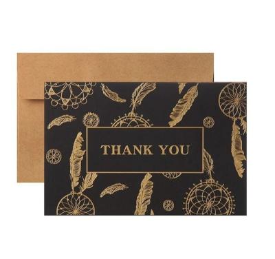 China China Wholesale Custom Printing Black Gold Stamping Thanksgiving Kraft Paper Greeting Cards With Envelopes for sale