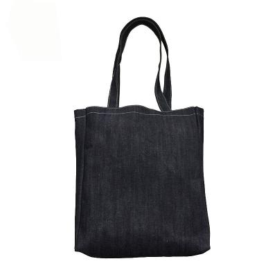 China Wholesale Promotional Handled Large Capacity Denim Cotton Canvas Shoulder Shopping Bag Jeans Tote Bags Custom for sale