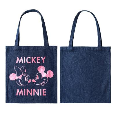 China Logo Custom Denim Cotton Shopping Durable High Quality Recyclable Bags Flat Jeans Shoulder Bag For Women for sale