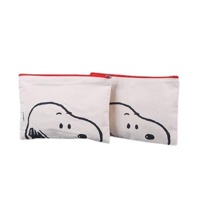 China Wholesale Simple Logo Custom Cotton Pouch Bag Cheap With Zipper School Canvas Pencil Bag For Kids for sale