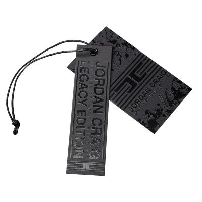 China Recyled Custom Design Hang Tags Clothing Hang Tag UV Printing Black Thick Custom Design Label For Clothes for sale