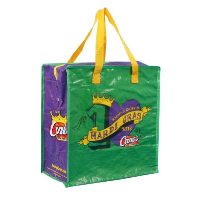 China Wholesale Handled Lamination PP Woven Grocery Shopper Waterproof Bag With Zipper Nonwoven Shopping Bags for sale