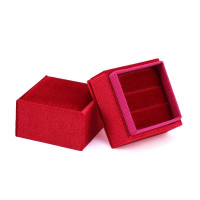 China Hexagon Square Shape Velvet Double Ring Storage Box Wedding Ring Show For Woman Gift Earrings Packaging for sale