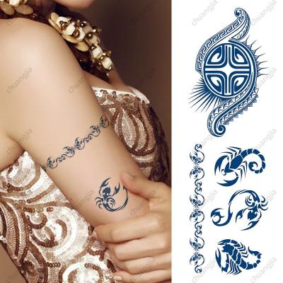 China Temporary Custom Herbal Juice Tattoo Long Lasting 15 Days Matte Blue Temporary  Water Transfer Semi Permanent Tattoo for sale