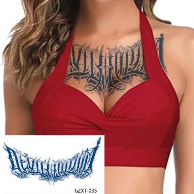 China Temporary New Design skin safe water transfer temporary 15 days chest breast 3d semi permanent body tattoo sticker for sale