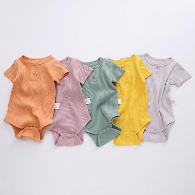 China Soft And Comfortable Fashion Summer Cotton Shorts Sleeve Organic Baby Ribbed Onesie for sale