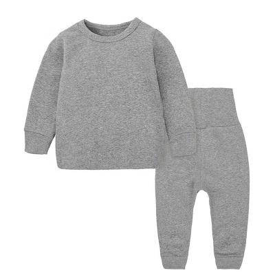 China Wholesale Custom Color 100% Cotton Breathable Simple Pajama Set Tops And Pants Baby Boy Clothes for sale