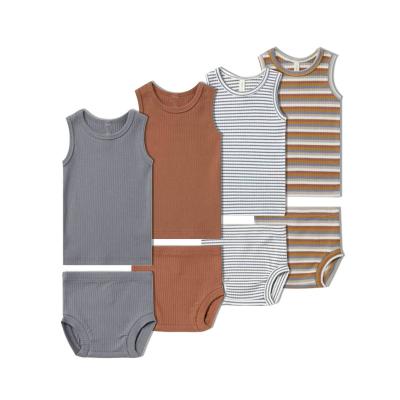 China Wholesale Anti-Shrink Baby Clothes Organic Cotton Tank Principal 2 Pieces Sleeveless Shirt And Baby Shorts for sale