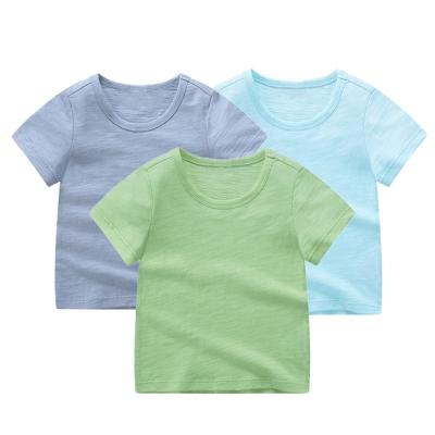 China Cotton Anti-Shrink Custom Organic O-Neck Summer Roving Short Sleeve Kids Blank Boy's T-Shirts for sale