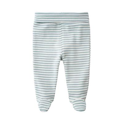 China Wholesale Custom 100% Cotton Anti-pilling Stripe Baby Footed Pajama Pants for sale