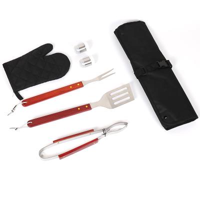 China 2022 Hot Selling Easily Cleaned Amazon 6PCS Barbecue Set Grill Accessories Stainless Steel BBQ Grill Tool Kit Oxford Cloth Bag for sale