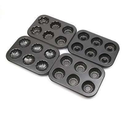 China 2021 ALISSA disposable 6 cups iron mold non-stick oven 5 styles 3 pack muffin pan cupcake pan mold for sale