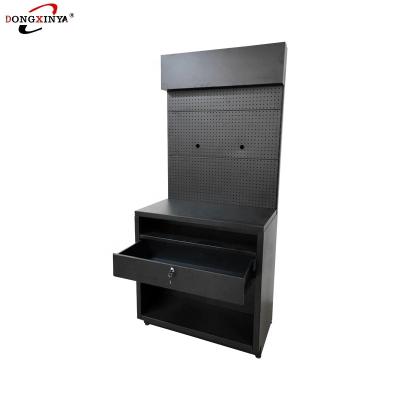 China Supermarket Retail Store Supermarket Large Hole Dish Metal Shelf Rack Display Stand for sale