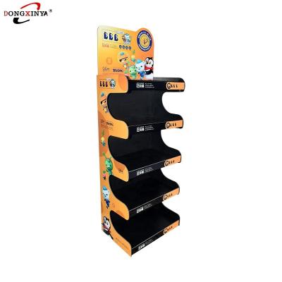 China Supermarket promotion plastic floorPVC display food snack rackBlack potato chipsdisplay PVC shelves for sale