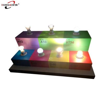 China Customized Light Display Holder White Acrylic Led PVC Foam Board Display Stand Led Light Bulb Exhibitor Acrylic Light Bulb Holder for sale