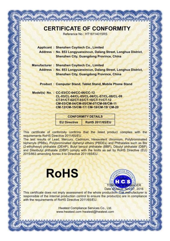 RoHS - Shenzhen Coyitech Co., Limited