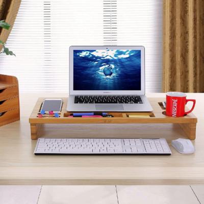 China Office Multi-Function Desk Accessories Phone Computer Organizer Bamboo Desk Organizer for sale