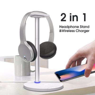 China Plug Headset Radio Charging New Bee Earphone Holder Sturdy 2-in-1 Headset Holder and Wireless Charger Pad for iPhone 8/8 Plus/X Samsung for sale