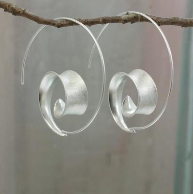 China TRENDY simple gold silver color circle earrings with satin finish earrings for women fashion jewelry for sale