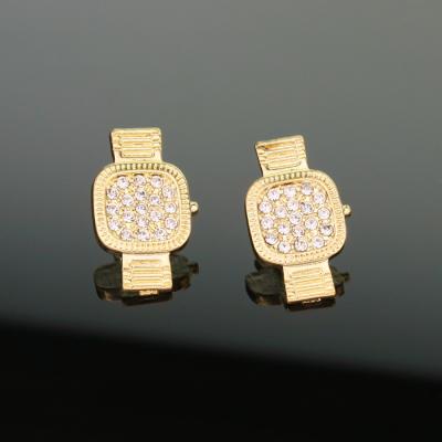 China 2021 Career Fashion Watch Shape Stud Earrings Unique Rhinestone Office/Earrings For Women Wedding Party Jewelry for sale