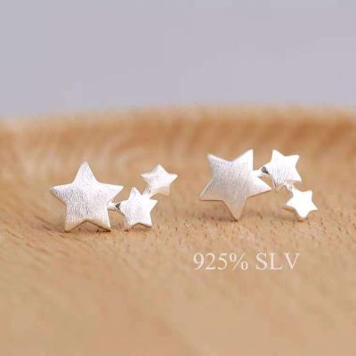 China TRENDY Hypoallergenic Three Star Stud Earrings Silver For Women Jewelry Wedding Elegant Brincos for sale