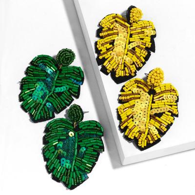 China BOHEMIA Boho Handmade Beaded Leaf Dangle Earrings For Women 2019 New Design Wedding Jewelry Korean Drop Dangle Earrings for sale