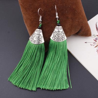 China TRENDY Bohemian Vintage Tassel Earrings Women Fashion Brand Jewelry Simple Geometric Silver Color Dangle Drop Earrings for sale