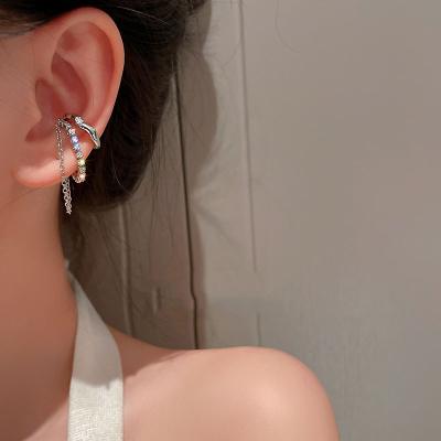 China 1pc Authentic FASHIONABLE ear chain clip NO--pierced silver Ins style link chain ear cuff earring woman for sale