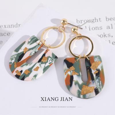 China Ethnic Handmade Polymer Clay Copper Drop Earrings For Women Model Clay Unusual Dangle Earrings Fashion Abstract Jewelry for sale